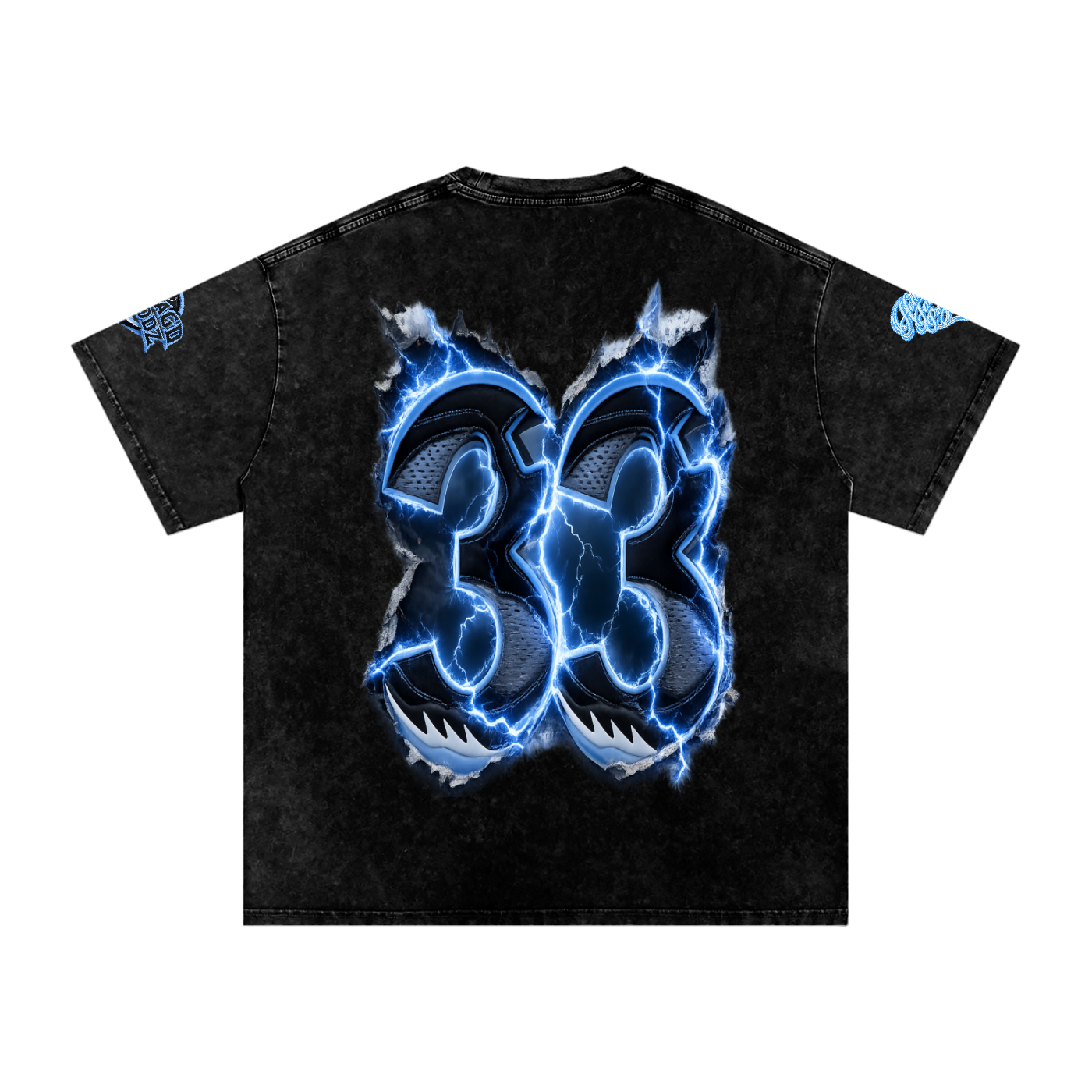 Snow Washed Oversized Cotton Angel Number 33 T-Shirt