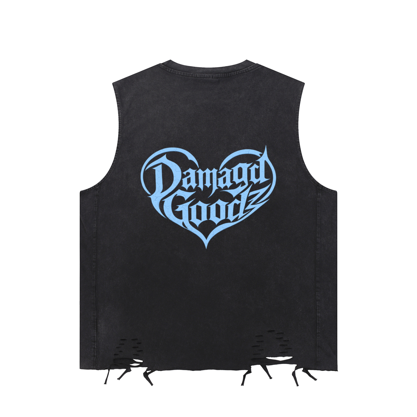 Damagd Goodz Snow Washed Raw-Hem Blue Show No Love Tank Top