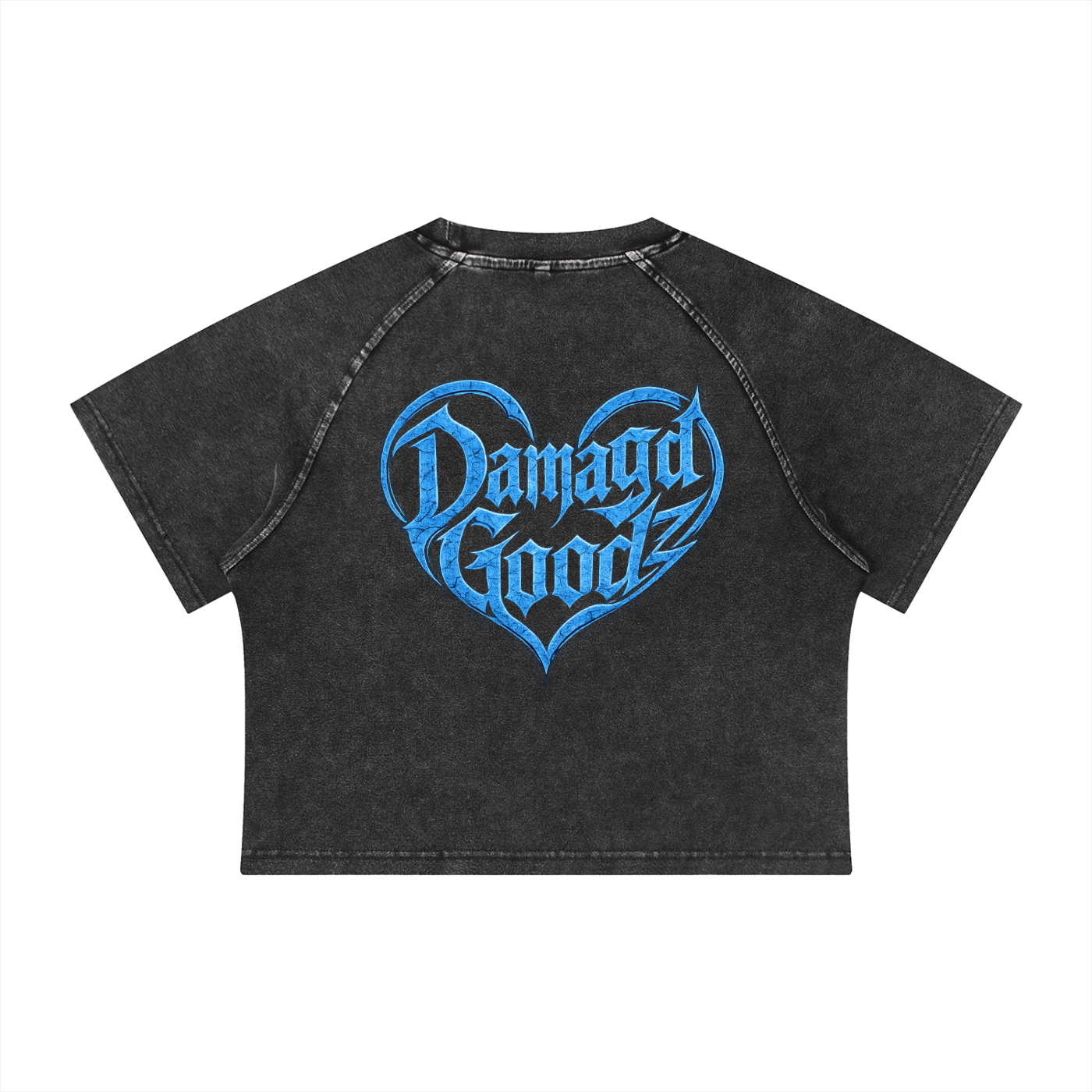 Damagd Goodz Women's Mineral Wash Raglan Show No Love Crop T-Shirt