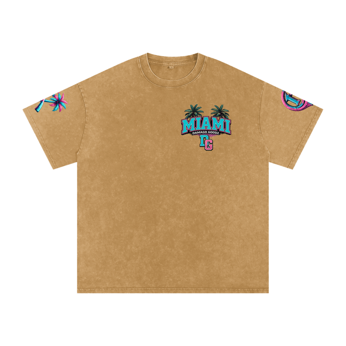 Snow Washed Oversized Damagd Goodz MIAMI Cotton T-Shirt