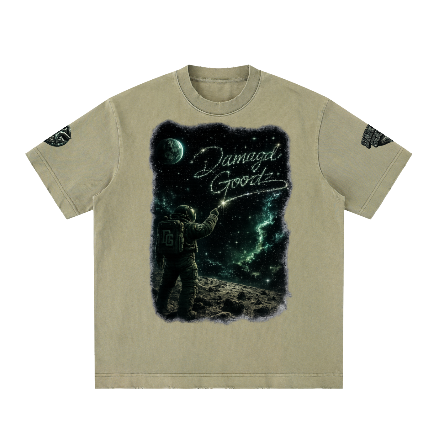 Damagd Goodz Heavyweight Vintage Washed Blast Off Frayed T-Shirt