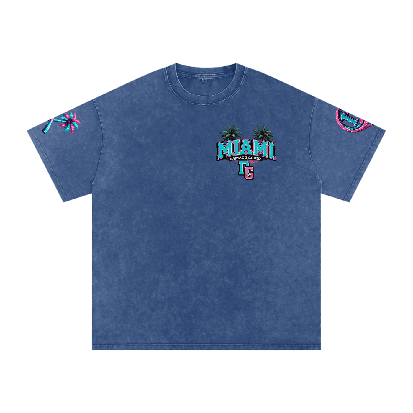 Snow Washed Oversized Damagd Goodz MIAMI Cotton T-Shirt