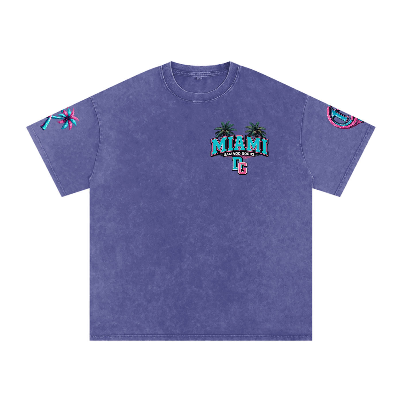 Snow Washed Oversized Damagd Goodz MIAMI Cotton T-Shirt