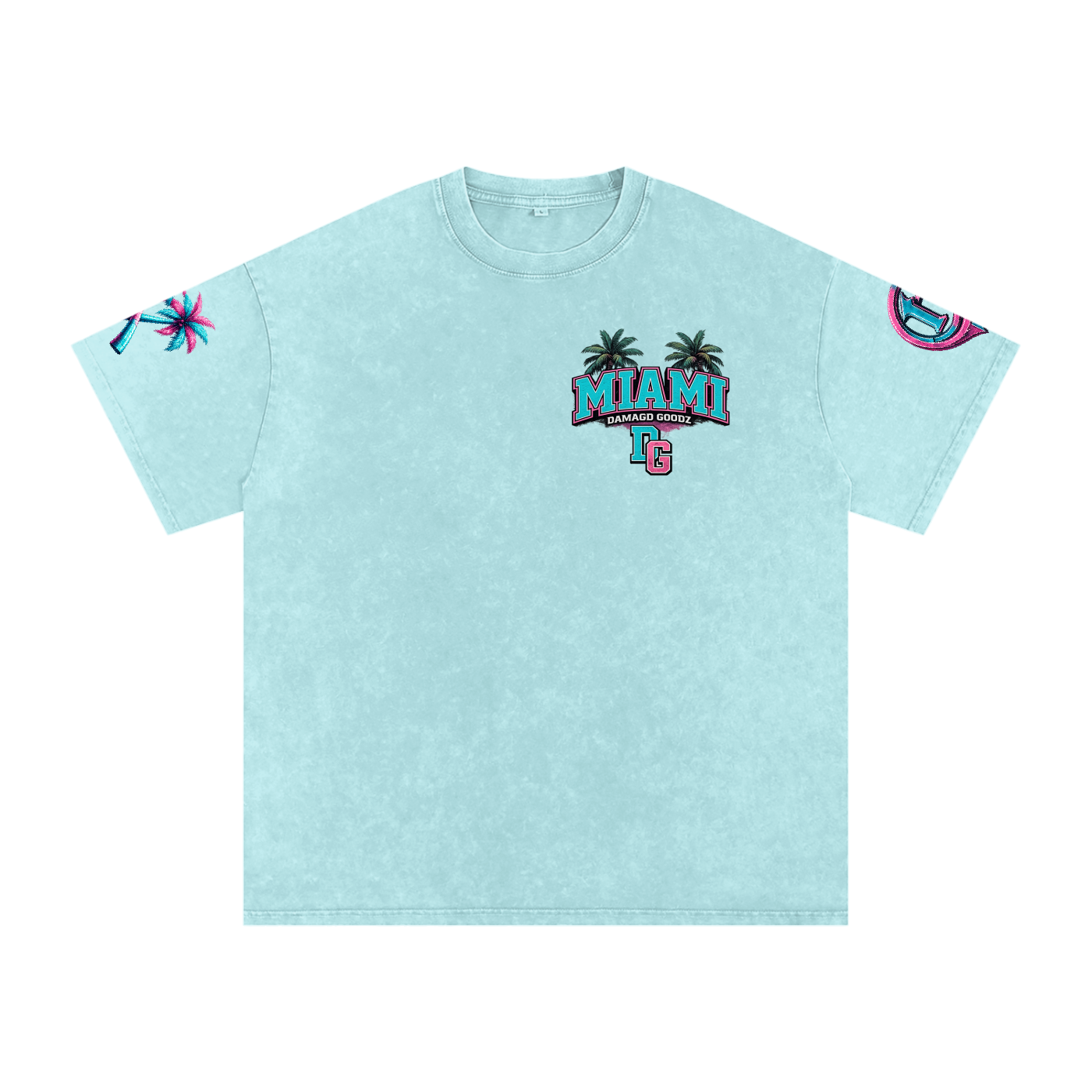 Snow Washed Oversized Damagd Goodz MIAMI Cotton T-Shirt