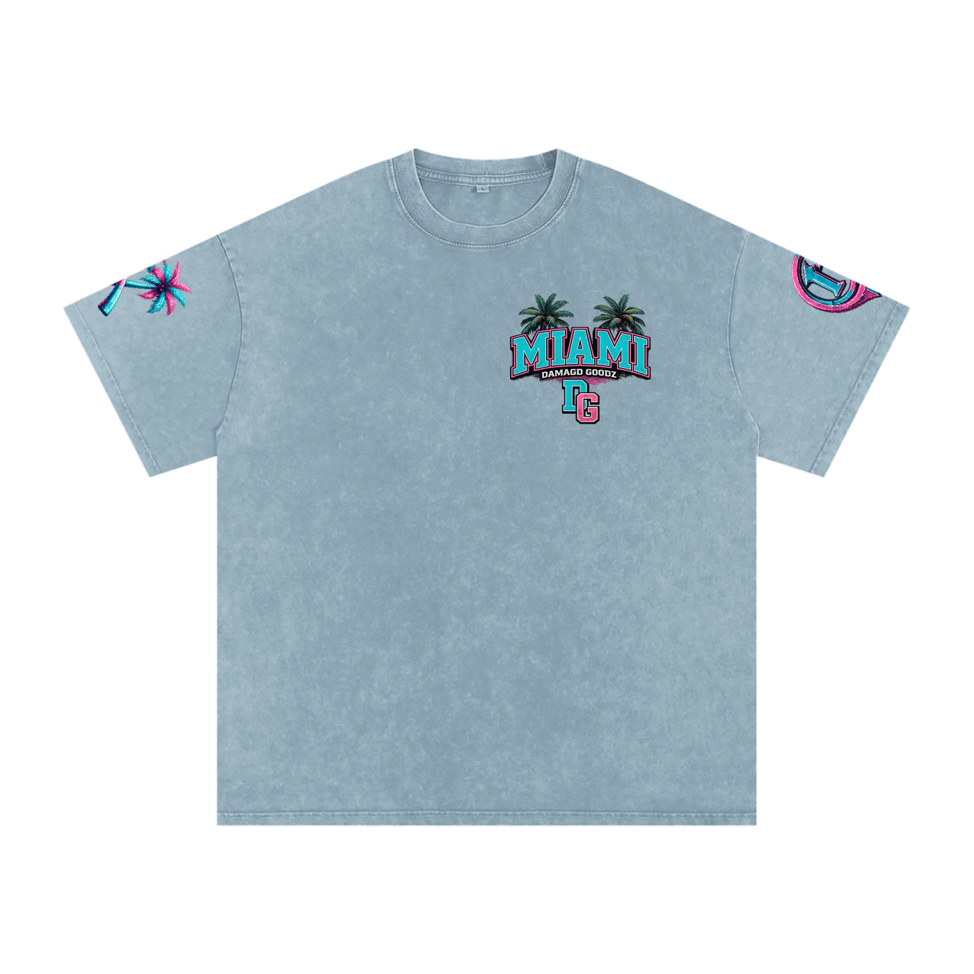Snow Washed Oversized Damagd Goodz MIAMI Cotton T-Shirt