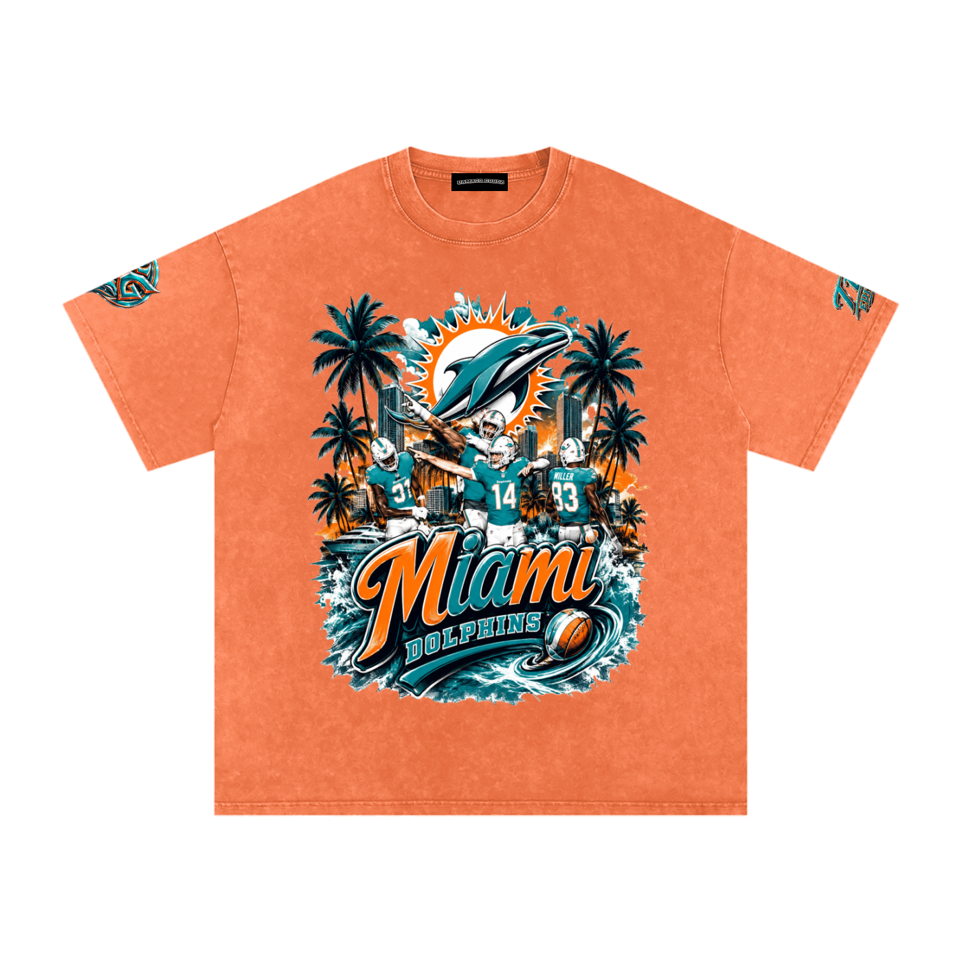 Damagd Goodz Limited Snow Washed Oversized Cotton " TW Edition " Dolphins T-Shirt