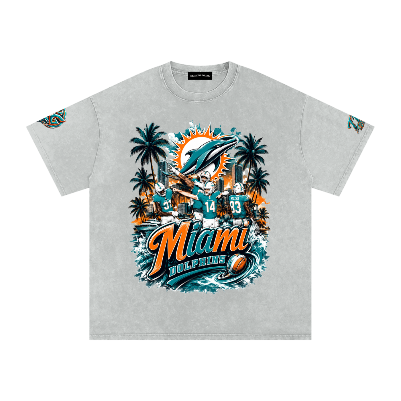Damagd Goodz Limited Snow Washed Oversized Cotton " TW Edition " Dolphins T-Shirt