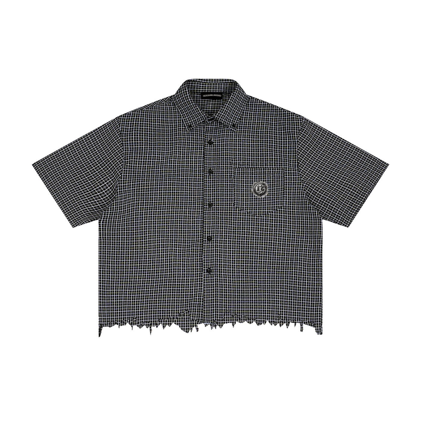 Damagd Goodz Unisex Distressed Plaid Boxy " Don’t Judge" Me  Shirt