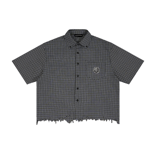 Damagd Goodz Unisex Distressed Plaid Boxy " Don’t Judge" Me  Shirt