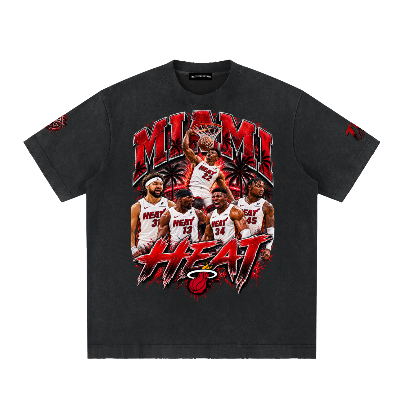 Damagd Goodz Limited Heavyweight Vintage Washed Frayed “ Feel The Heat "TW Edition T-Shirt