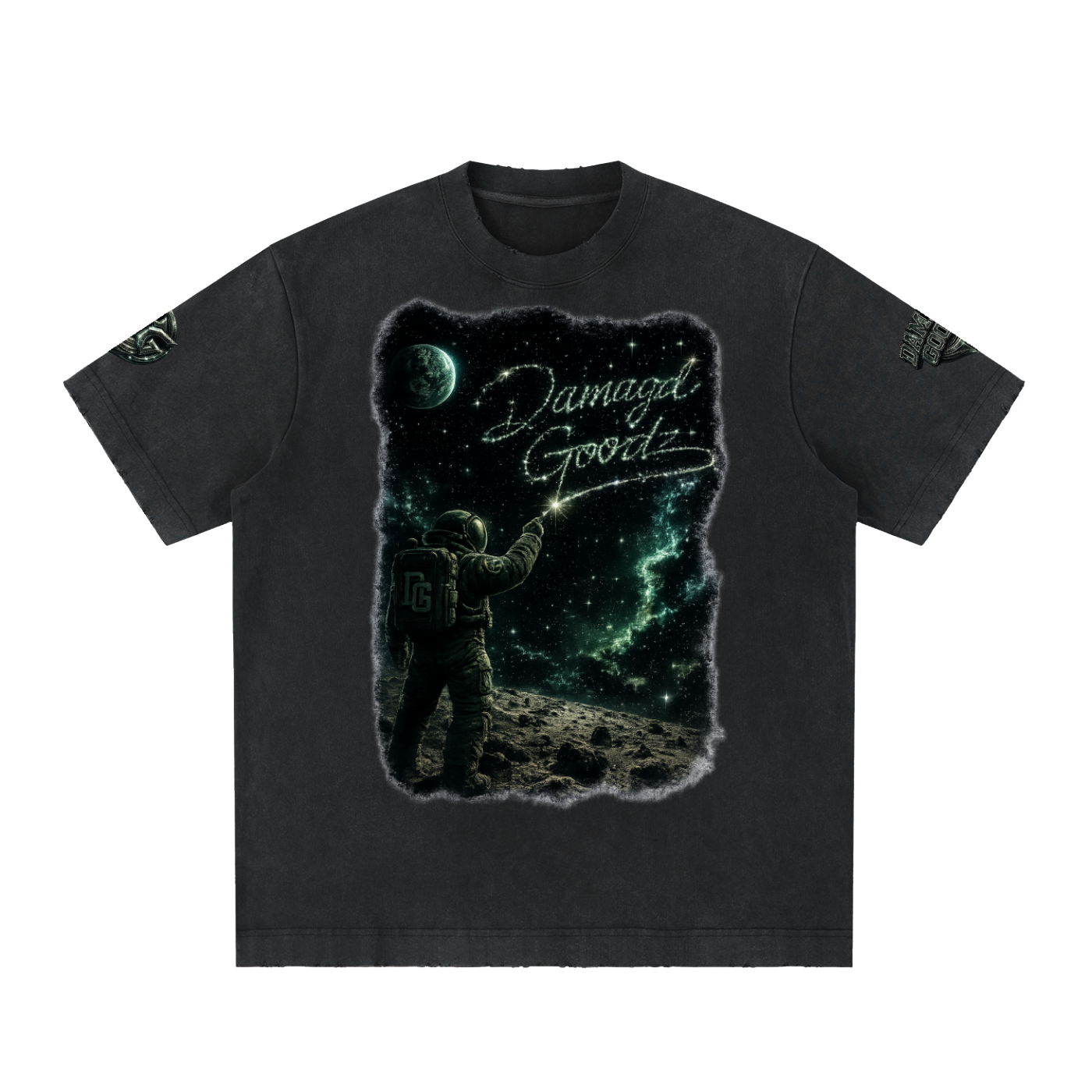 Damagd Goodz Heavyweight Vintage Washed Blast Off Frayed T-Shirt