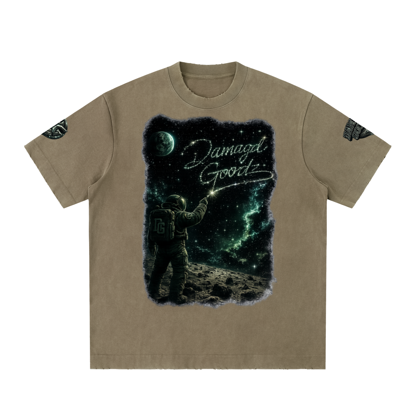 Damagd Goodz Heavyweight Vintage Washed Blast Off Frayed T-Shirt