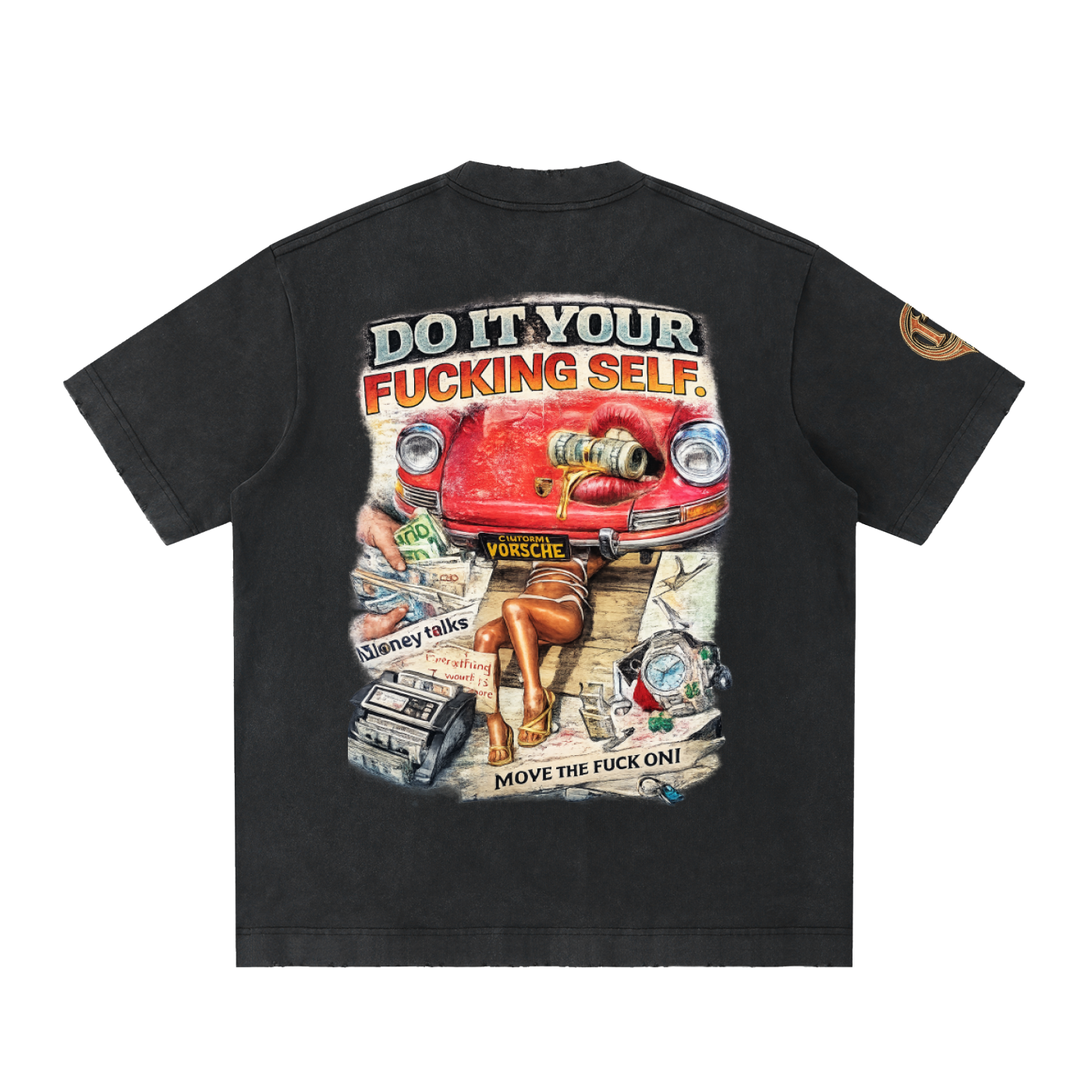 Damagd Goodz Heavyweight Vintage Do It Your Fucking Self Washed Frayed T-Shirt