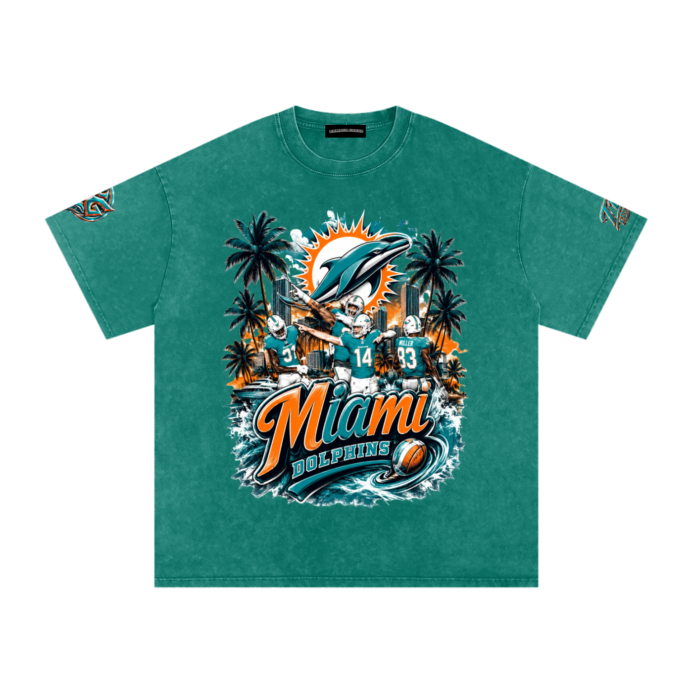 Damagd Goodz Limited Snow Washed Oversized Cotton " TW Edition " Dolphins T-Shirt