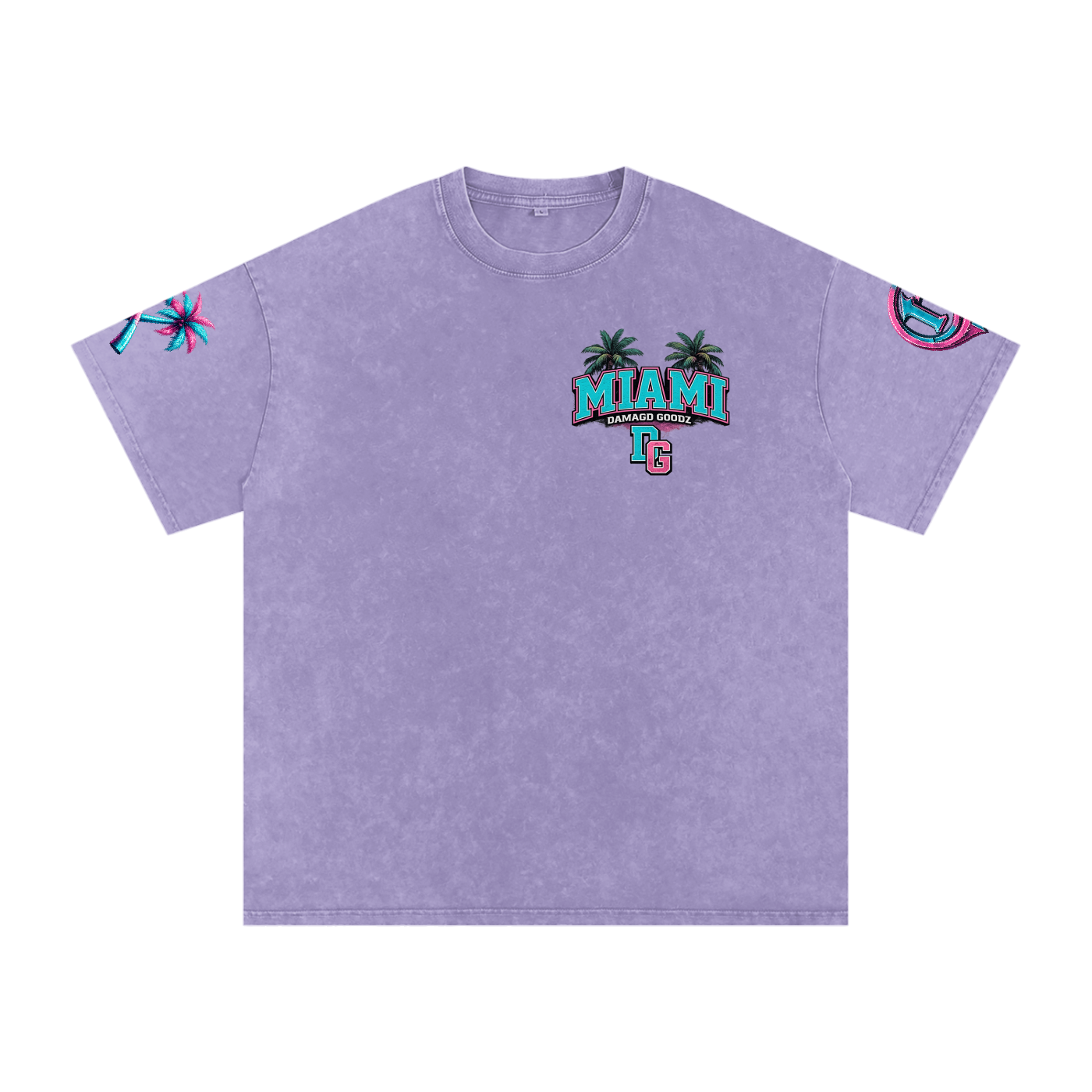 Snow Washed Oversized Damagd Goodz MIAMI Cotton T-Shirt