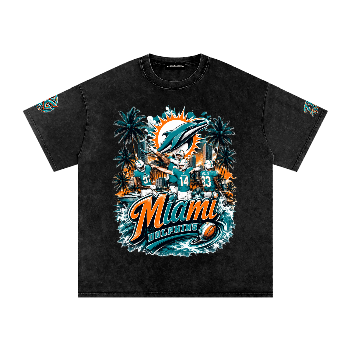 Damagd Goodz Limited Snow Washed Oversized Cotton " TW Edition " Dolphins T-Shirt