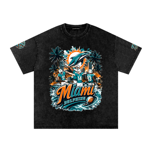 Damagd Goodz Limited Snow Washed Oversized Cotton " TW Edition " Dolphins T-Shirt