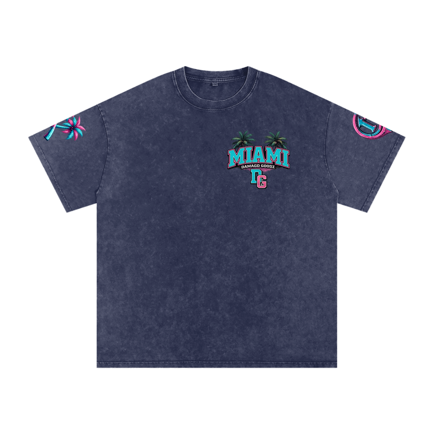 Snow Washed Oversized Damagd Goodz MIAMI Cotton T-Shirt