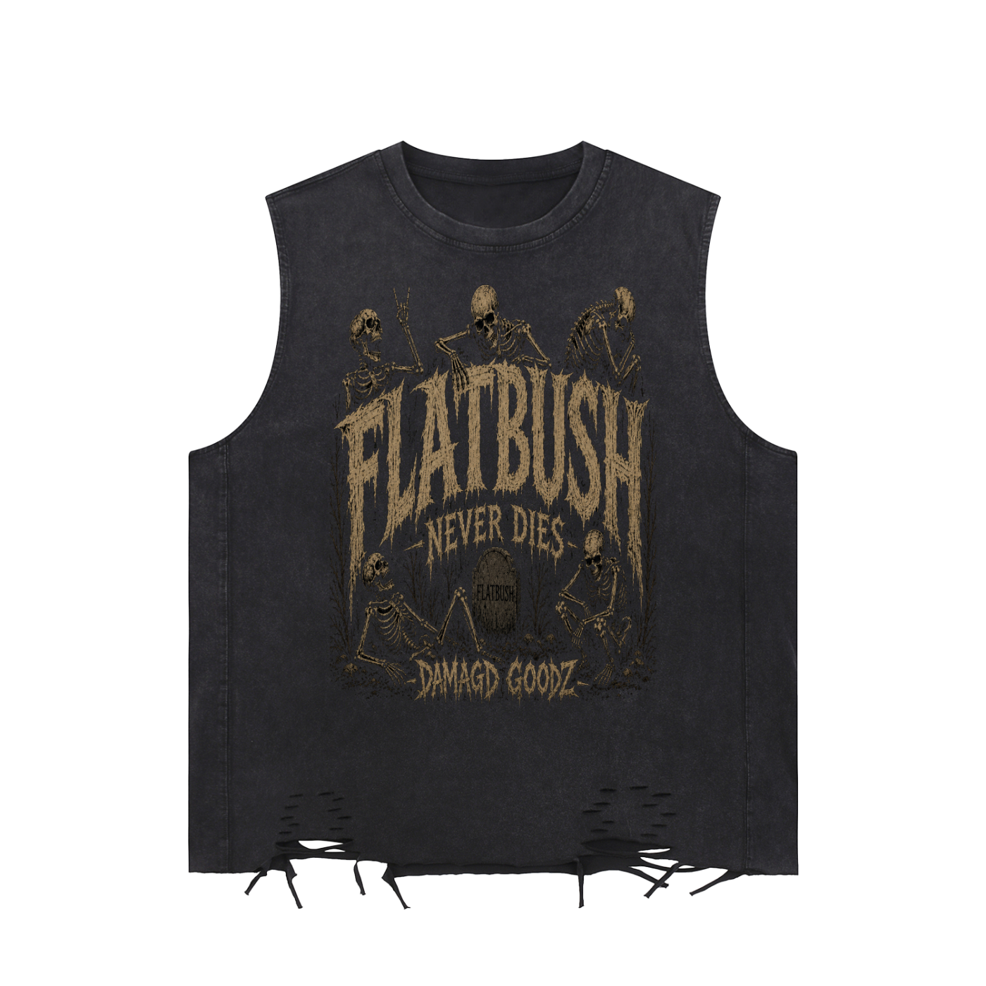 Damagd Goodz Snow Washed Raw-Hem Flatbush Tank Top