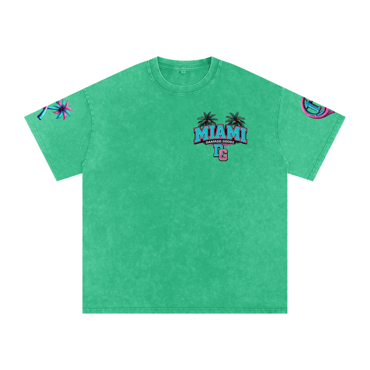 Snow Washed Oversized Damagd Goodz MIAMI Cotton T-Shirt