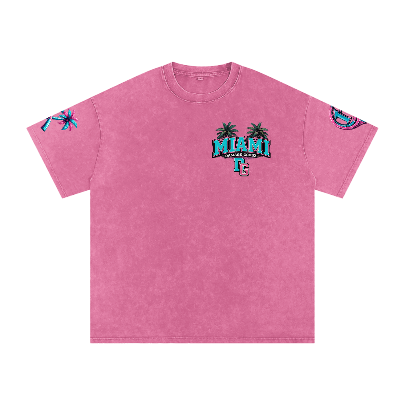 Snow Washed Oversized Damagd Goodz MIAMI Cotton T-Shirt