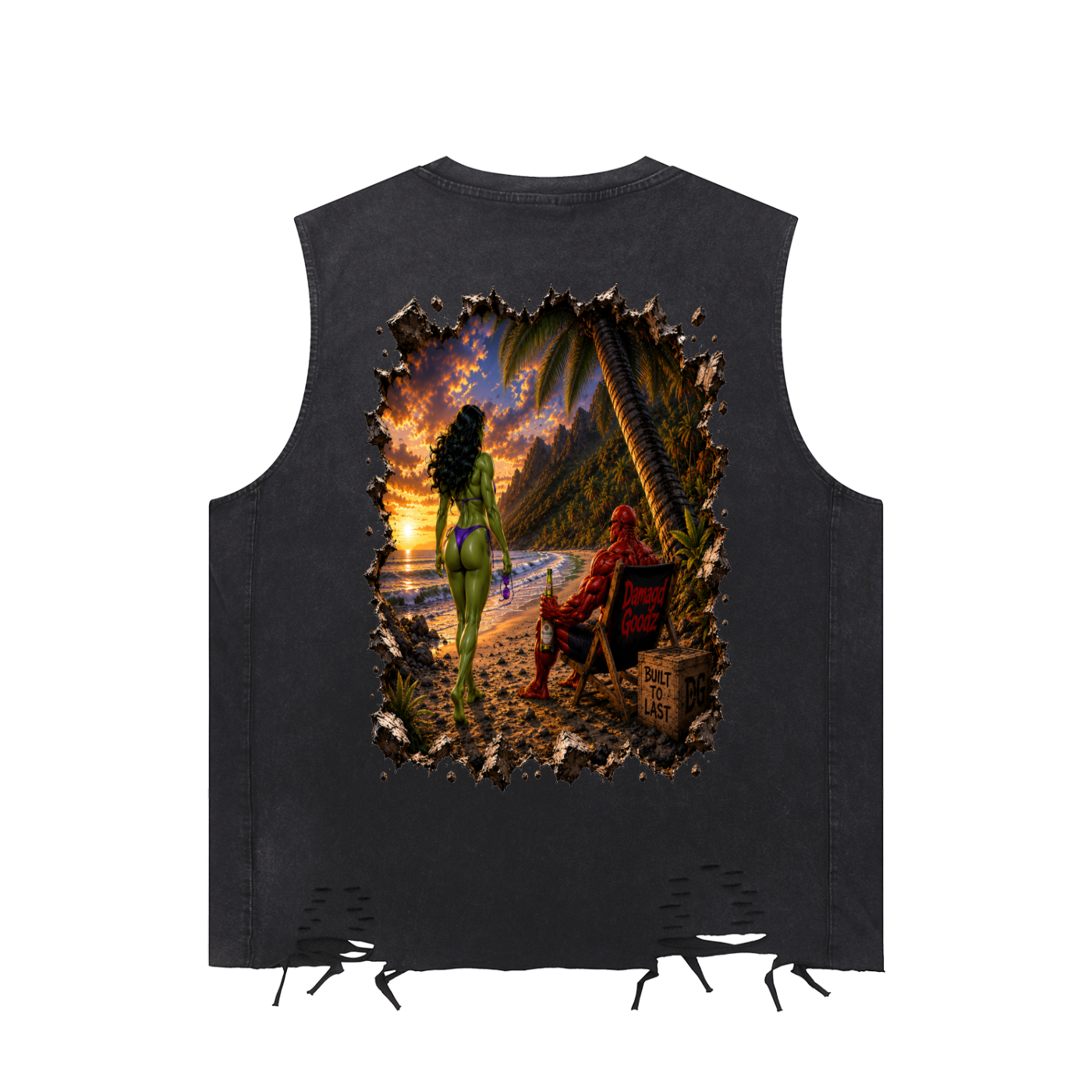 Damagd Goodz Snow Washed Raw-Hem Staying Out Way Summer Edition Tank Top