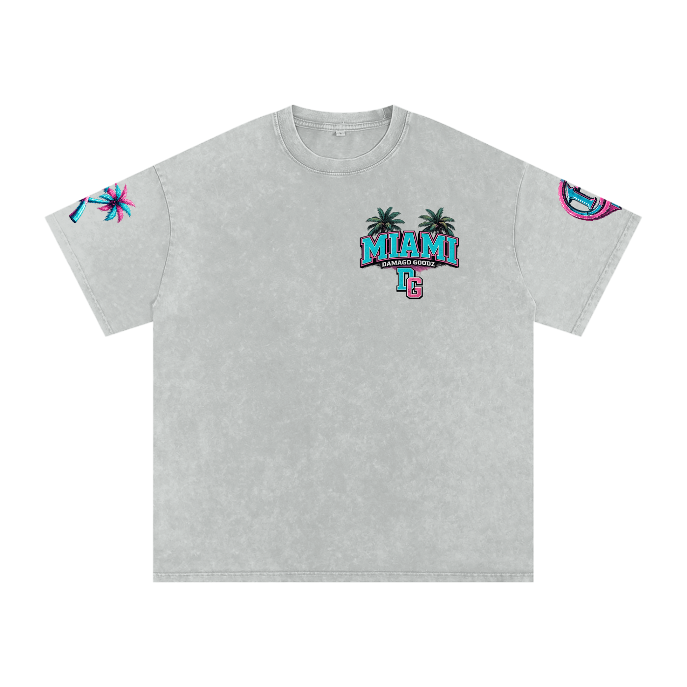 Snow Washed Oversized Damagd Goodz MIAMI Cotton T-Shirt