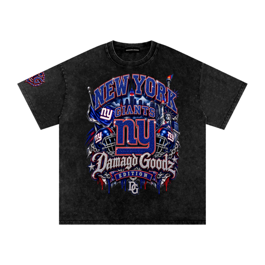 Damagd Goodz Limited Snow Washed Oversized Cotton NY Giants  T-Shirt