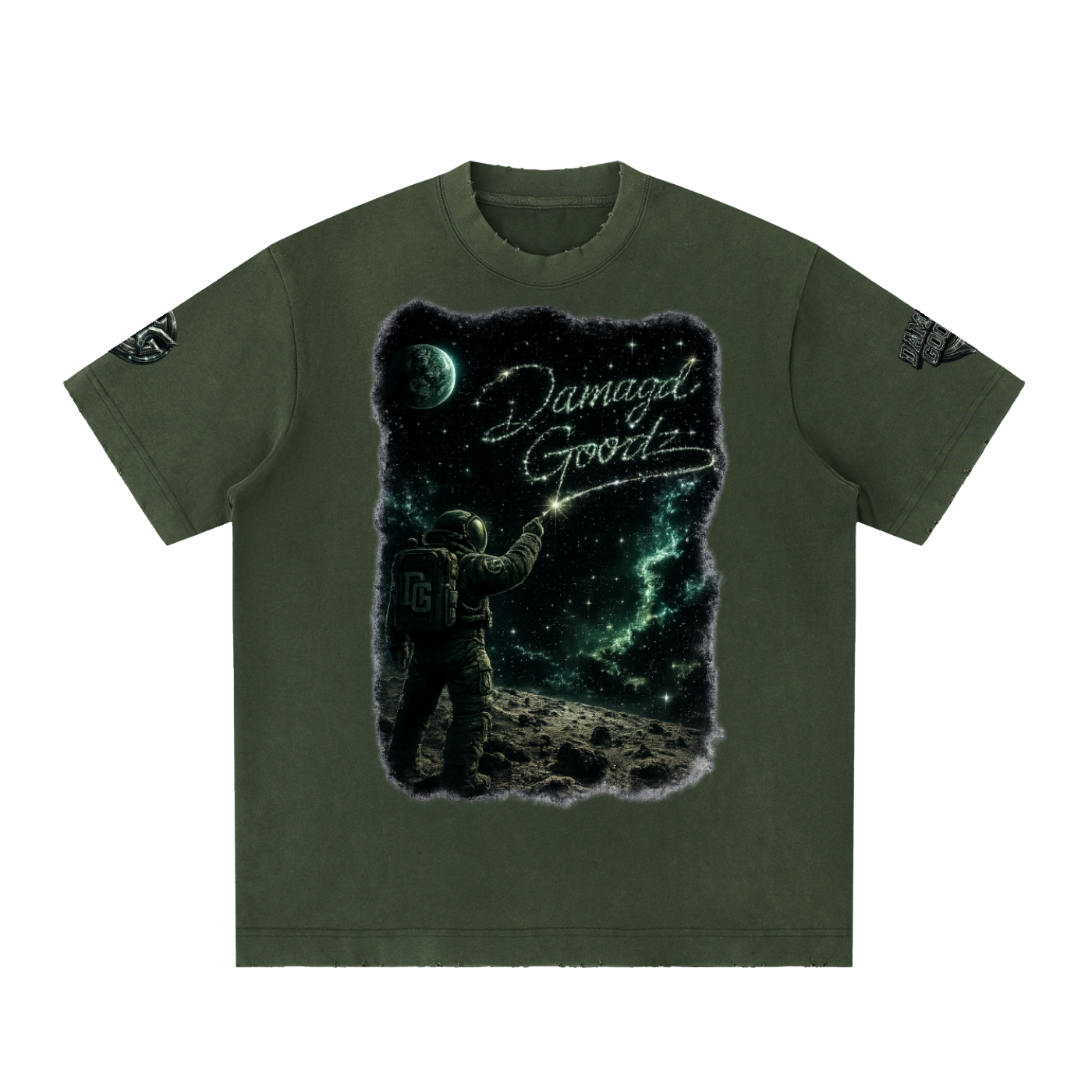 Damagd Goodz Heavyweight Vintage Washed Blast Off Frayed T-Shirt