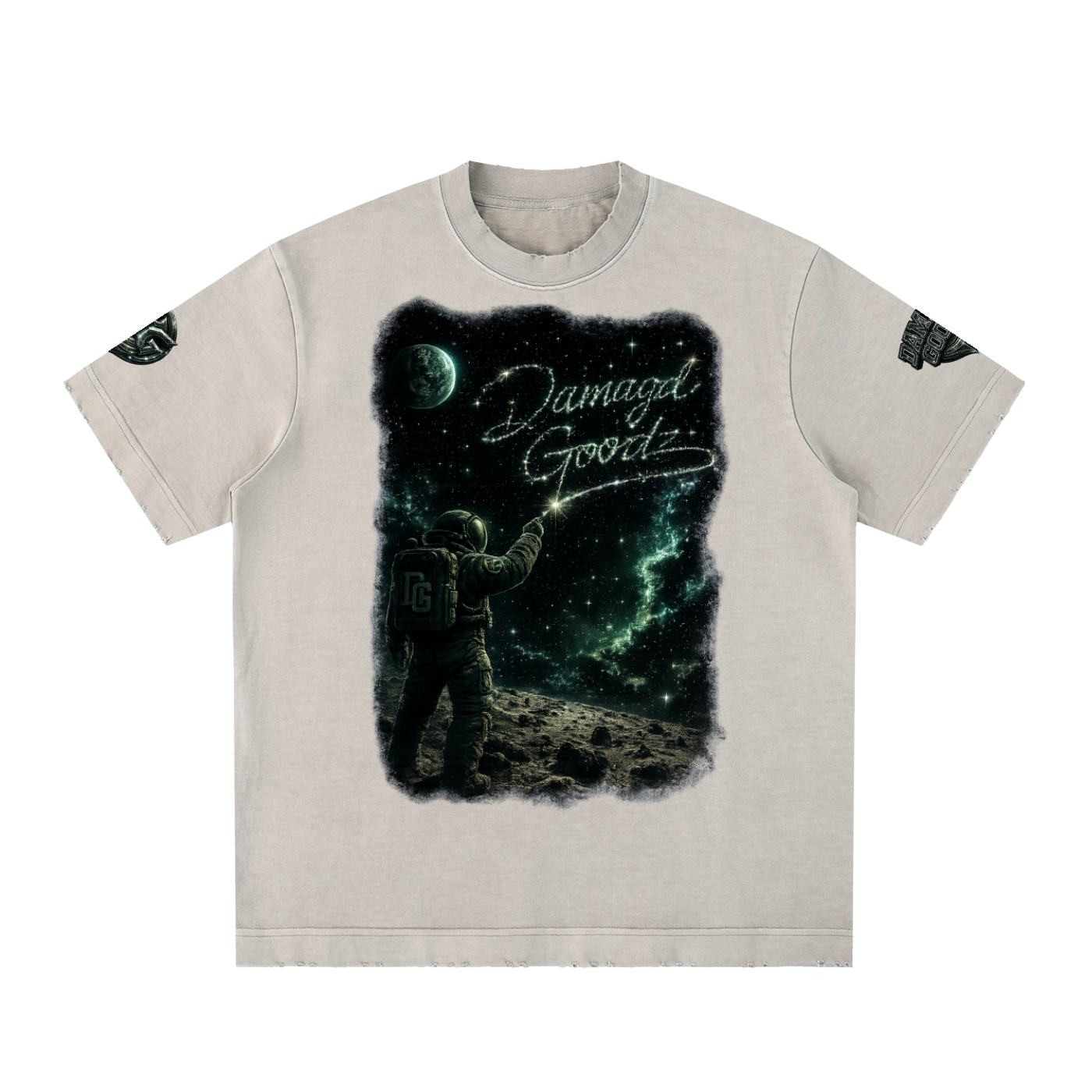 Damagd Goodz Heavyweight Vintage Washed Blast Off Frayed T-Shirt